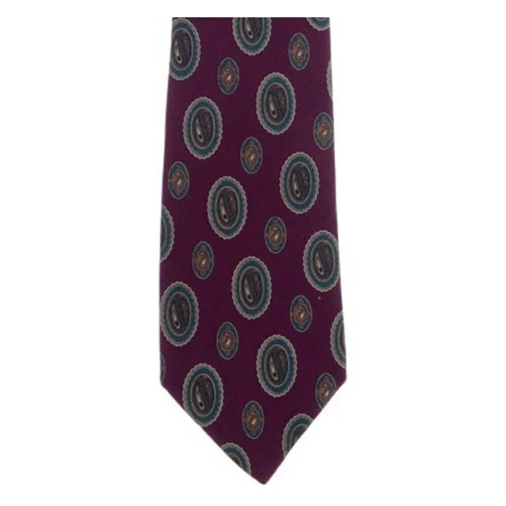 Chanel Authentic Mens Purple Blue Silk Printed Tie Italy